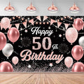 50th Birthday Decorations for Women - Happy 50th Birthday Banner Decorations Cheers to 50 Years Birthday Party Indoor and Outdoor Decoration Suppiles Pink Backdrop for 50th Birthday Party Favors Decor