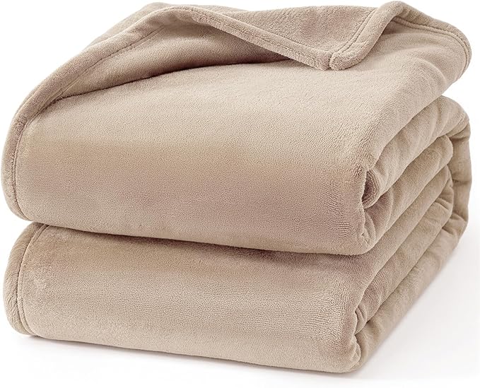 Hansleep Fleece Light Camel Throw XL Blanket, Super Soft Flannel Fuzzy Plush Cozy Blanket for All Seasons, Light Camel, Throw XL 50x70 Inches