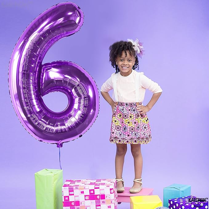 KatchOn, Giant Purple Number 6 Balloon - 40 Inch | 6th Birthday Balloon for 6th Birthday Decorations | 6 Balloons for Birthday | 6 Year Old Decorations | Decoration Supplies Anniversary