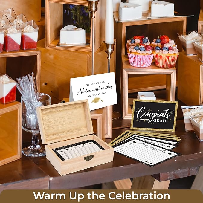 Graduation Advice Cards 2026 With Box - Advice For The Graduate 2026, Words Of Wisdom Graduation Ideas For High School Grad Decorations, Well Wishes Cards College Grad Party Games