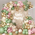 Sage Green Pink Balloon Garland Arch Kit 143pcs White Sand Chrome Gold and Pastel Balloons Garland for Girls Baby in Bloom Baby Shower Mothers Day Jungle Safari Boho Birthday Party Decorations