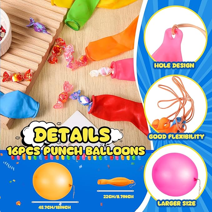 Seematn 32 Pcs Pow Inflatable Baseball Bats and Punch Balloons 18 Inch Inflatable Bat Toy Carnival Prizes Goodie Bag Stuffers for Boys Birthday Games Party Favors