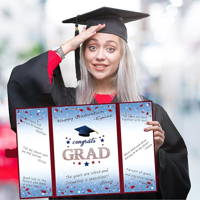 Vlipoeasn 2026 Graduation Guest Book Alternative, Red Blue & White Class of 2026 Graduation Party Decorations, Unique Graduation Gifts for Friends, Grad Signature Book for 2026 College High School
