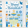152PCS Hanukkah Window Clings, Happy Hanukkah Party Decorations, Blue Gold Menorah Star Window Decals Party Stickers for Home Class Jewish Decorations Supplies Accessories