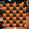 50 PCS Black and Orange Square Foil Balloons Wall Backdrop 19 inch Reusable Mylar Balloons Tunnel Garland Arch Kit for Halloween Party Basketball Retirement Birthday Graduation Decoration