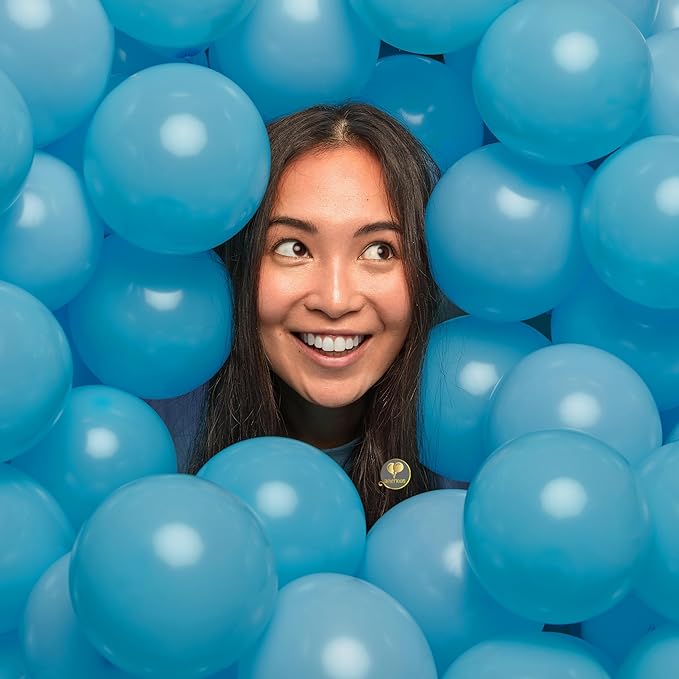 AFTERLOON® Biodegradable Mini Balloons 50 pcs Light Blue 5 Inch, Matte Color Thickened Extra Strong Latex Helium Float, Baby Shower Gender Reveal Garland Arch Wedding Birthday Party Decorations