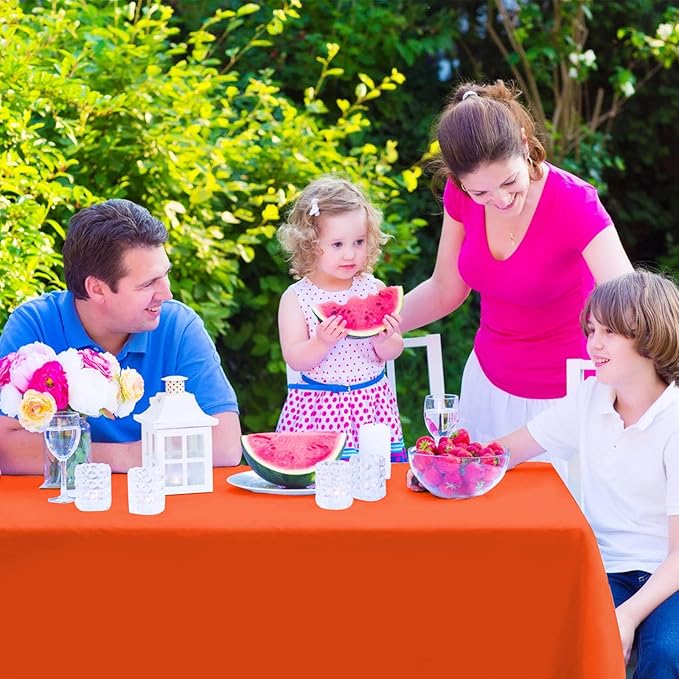 Kopokita 6PCS Orange Plastic Tablecloths 54 x 108 Inch, Disposable Table Cloths Rectangle Party Table Covers