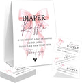 Pink Bow Baby Shower Diaper Raffle, Baby Shower Game, Include One 5×7 Sign and 50 Diaper Raffle Tickets, Pink Coquette Bow Gender Reveal Party Decoration Supplies - FG17