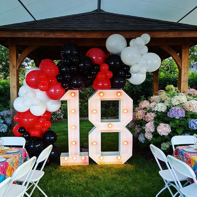 320 Pcs Red Black Balloons 12 Inch Black Red and White Bulk Latex Balloon, for Birthdays Weddings Party Graduation Racing Car Poker Card Decorations Supplies