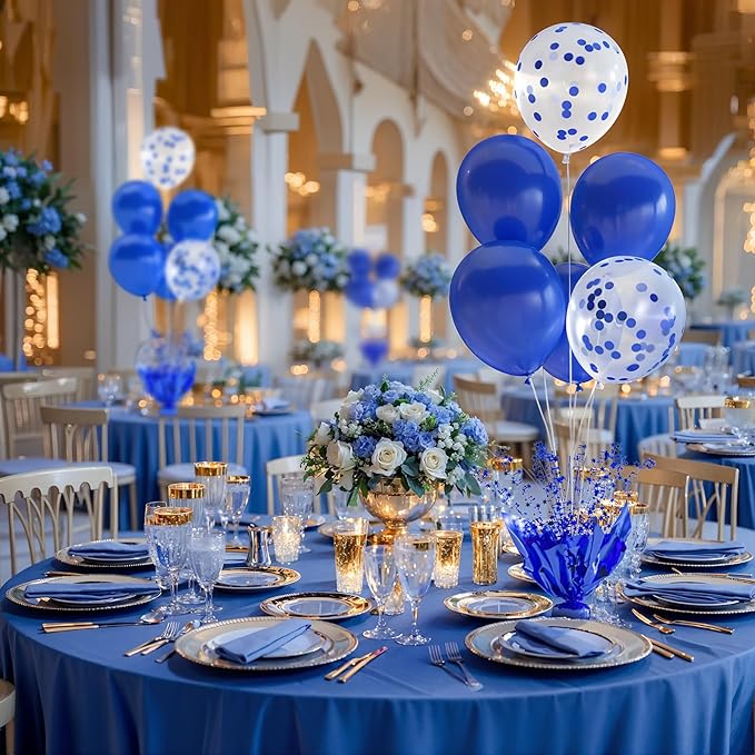 2 Set Royal Blue Table Balloons Foil Spray Centerpiece with Royal Blue and Confetti Balloons Stand Kit for Birthday Party Girls Baby Shower Wedding Bridal Shower Prom Graduation Table Decorations