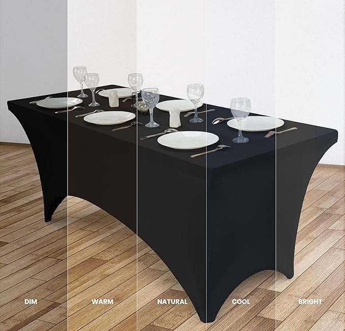 Utopia Kitchen Spandex Tablecloth 1 Pack [6FT, Black] Tight, Fitted, Washable and Wrinkle Resistant Stretch Rectangular Patio Table Cover for Event, Wedding, Banquet & Parties [72Lx30Wx30H Inch]