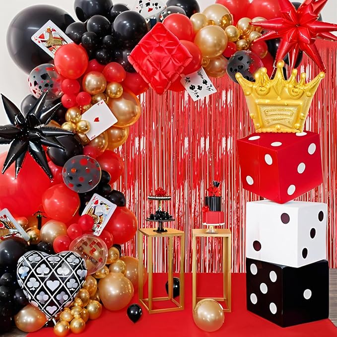 2 Pack Red Streamers Party Backdrop Foil Fringe Curtains Photo Booth Props for Birthday Christmas Wedding Carnival Casino Theme Birthday New Year Holiday Celebration Bachelorette Party Decorations