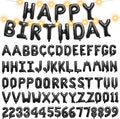[85 PCS] 16" Foil Personalized Name Happy Birthday Balloons Letters, Mylar Aluminum Custom Name and Age Letter Balloons, 2 Sets A- Z & 0-9 for Birthday Party Graduation Wedding Holiday Event (Black)