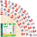100pcs Patriotic Cocktail Picks Red White Blue 4th of July Decor Toothpicks Stick Skewer for Appetizer Charcuterie Accessories Fourth July Independence Memorial Veterans Election Day Party Decorations