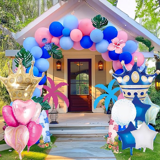 Pink And Blue Crown Balloons Set For Boy or Girl Baby Shower Gender Reveal Pary Decorations
