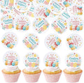 Ercadio 40 Pcs Edible Easter Eggs Cupcake Toppers Cute Rabbit Cupcake Decor Round Drink Topper Happy Easter Theme For Baby Shower Birthday Party Festive Cake Decoration Supplies