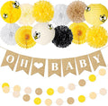 Bee Baby Shower Decorations 14 Pcs Honey Bee Baby Shower Decorations with Banner, Paper Lantern PomPoms Fans, Honeycomb Ball for Bumblebee Party Decor