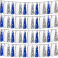 4P Navy-Blue White-Silver Foil Fringe Metallic Tassel Garland Banner, Tassels Banner Streamers for Parade Floats, Bachelorette, Wedding, Birthday, Halloween, Bridal/Baby Shower Party Decorations