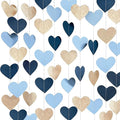 Navy Blue Champagne Gold Heart Party Decorations Glitter Paper Champagne Gold Dusty Blue Love Heart Hanging Garland Banner Streamer for Baby Shower Birthday Anniversary Valentines Day Wedding Party