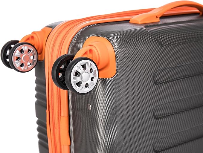 Rockland London Hardside 2 Piece Spinner Wheel Luggage Set, Carry-On 20" and Tote 14", Charcoal