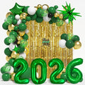 Graduation Balloon Garland Arch Kit for Graduation Decorations Class of 2026 - Dark Green Gold and White Balloon Different Sizes 5 12 18 Inch Graduations Balloons Arch for Grad Party Supplies