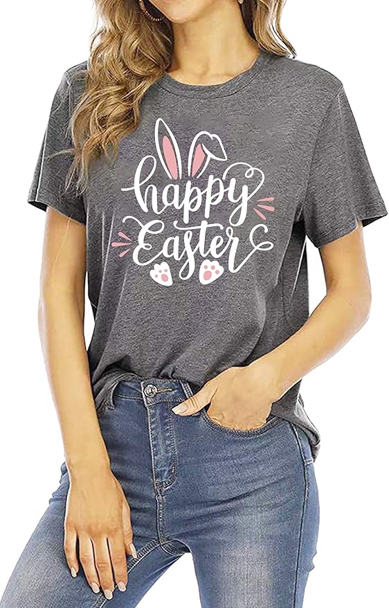 LAZYCHILD Women Easter Teacher Shirts: Funny Treat All with Kindness T-Shirt Bunny Rabbit Tee Tops