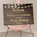 Personalized Retirement Celebration Welcome Sign, Rustic Gold Retirement Celebration Sign, Cheers to Years of Work, Indoor/Outdoor Use - Multiple Sizes