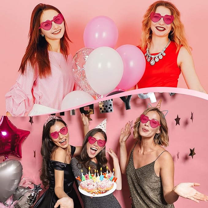 PLULON Heart Sunglasses for Women 5/12/25 Pcs, Heart Glasses Valentine Day Rimless Shaped Candy Color Fun Glasses Party Favor