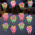 12 PCS Christmas Candy Yard Signs with LED Lights, Peppermint Lollipop Xmas Outdoor Decorations with Stakes, Christmas Garden, Yard, Lawn, Patio, Pathway Decor