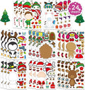 24 Sheets Christmas Stickers for Kids Make a Face Stickers Make Your Own Christmas Characters Mix and Match Stickers, Christmas Party Games Sticker for Christmas Party Favor Supplies School Rewards