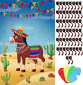 Hxezoc Pin The Tail On The Donkey Party Game With 50 Pcs Tails Large Mexican Donkey Games Poster for Kids Birthday Party Carnival Fiesta Party Supplies