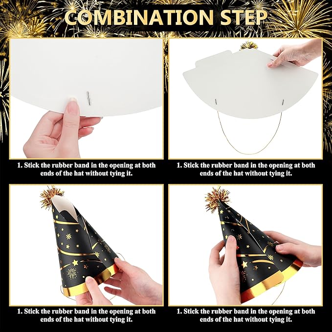 56 PCS New Year’s Eve Party Supplies 2026 Including Happy New Year Hats, Necklaces and New Year Photo Booth Props for New Year's Eve Party Favors (Photo Booth Props)