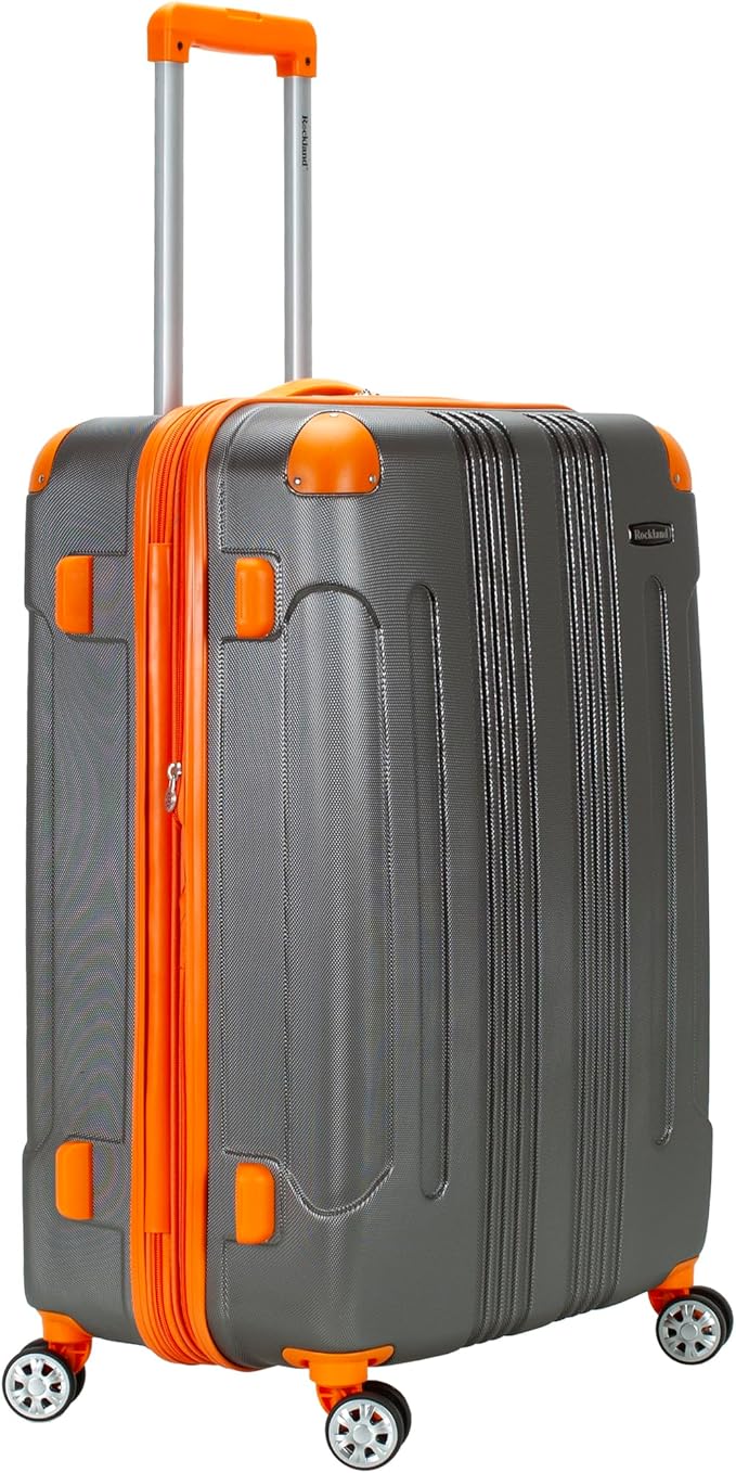 Rockland London Hardside Expandable Spinner Wheel Luggage, Checked Large 28", Charcoal