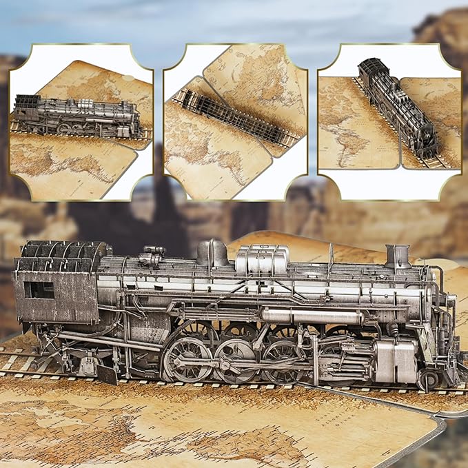 Steam Train 3D Pop Up Birthday Card for Men, Vintage Steam Train Design, Handmade Birthday Card, Ideal Gift for Father's Day, Birthday for Dad, Grandad, Husband, Men, Boyfriend, Adults; 6" x 8"