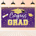 Graduation Party Decorations - Purple Gold Congrats Grad Class of 2026 Backdrop Banner Large Sign Wall Decorations Photography Background Party Supplies for 2026 Graduation Party Decorations
