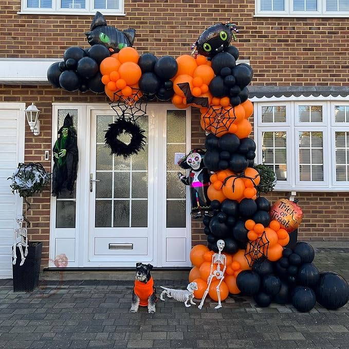 Black and Orange Balloons, 70Pcs 12inch Black Orange Latex Balloon and Confetti Balloons for Halloween Celebration Trick or Treat Party Spooky Ghost Party Bar Anniversary Graduation Decoration