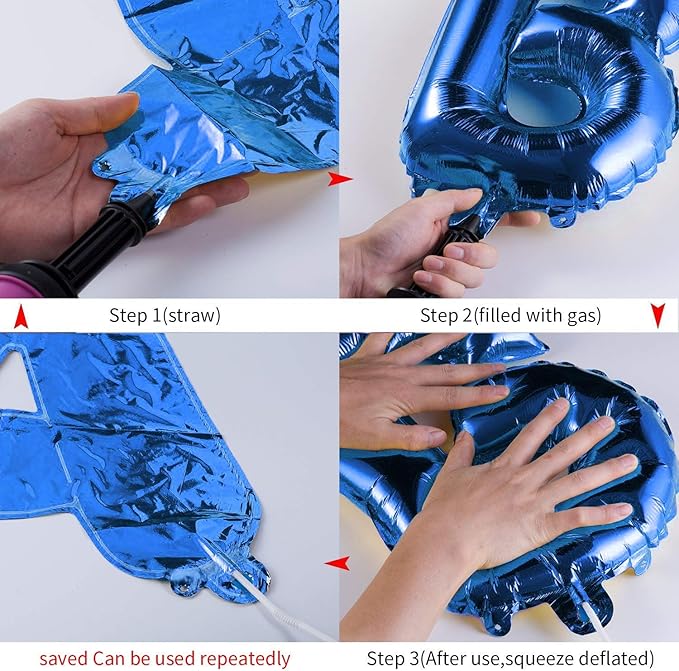 TONIFUL Blue Happy Birthday Balloons 16 Inch Mylar Foil Letters Birthday Sign Banner Balloon Bunting Reusable for Girls Boys Kids & Adults Birthday Decorations and Party Supplies