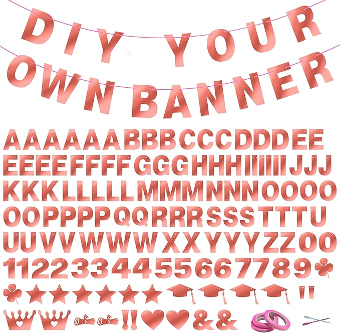 DIY Letter Banner 131PCS Personalized Letter Banner (DL-Rose Golden)