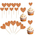 30 PCS Love Heart Cupcake Toppers Glitter Bridal Shower Sweet Love Cupcake Picks for Wedding Engagement Valentine's Day Baby Shower Birthday Party Cake Decorations Supplies Orange