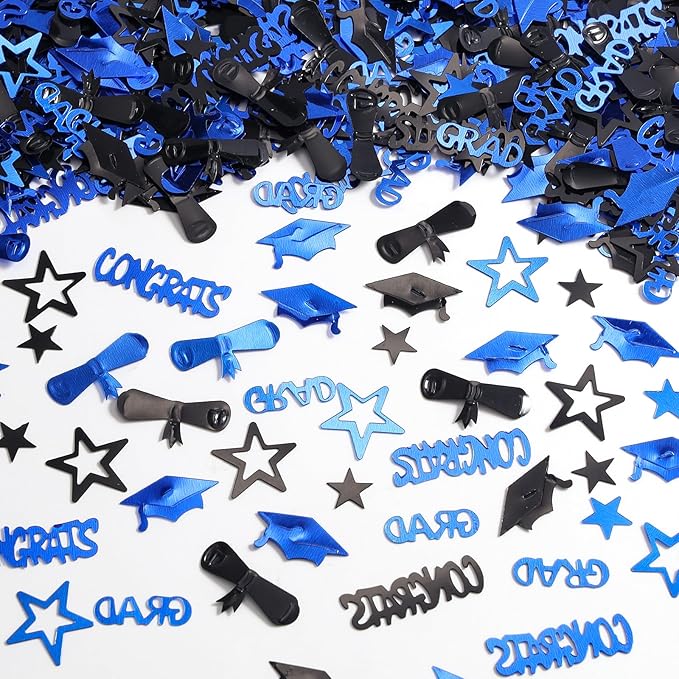 Blue and Black Graduation Confetti 2026, 1000 Pcs Congrats Grad Confetti Class of 2026 Party Table Centerpiece for Graduation Party Decorations