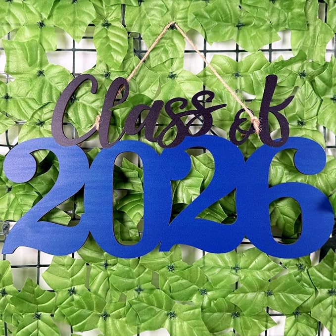 Class of 2026 Wooden Sign Blue Graduation Party Decorations 2026 Graduation Photo Booth Prop for Senior Gradua Party