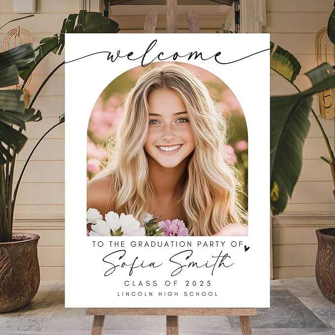 Graduation Party Welcome Sign Template, Photo Graduation Welcome Poster, Modern Minimalist Graduation Welcome Sign, Grad Sign With Picture