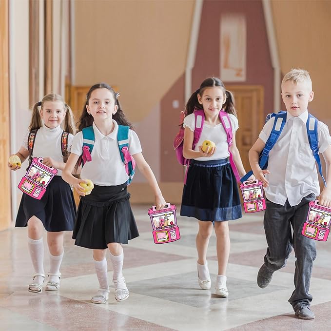 Muitcdo 30 PCS Large Gift Goodie Bags with Handle and Stand-up Bottom, Party Favor Bags for Girl, Students Back to School Treat Bag, Cute Snack Candy Box for Birthday, Classroom (Pink)