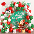 Christmas Balloon Garland Arch Kit Red Green White Latex Balloons Red Green Confetti Balloon with Mini Snowman Christmas Tree Foil Balloons for Xmas New Year Party Decortaion Supplies