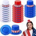 4th of July Patriotic Mini Top Hats, Red White Blue Mini Party Hats, Small Independence Day Top Hats for Memorial Day Decor