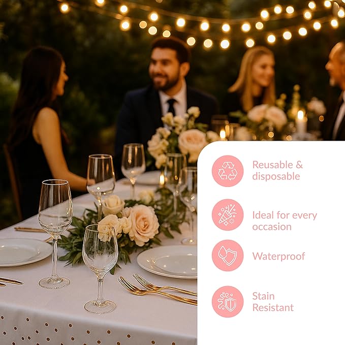 Prestee Rose Gold Plastic Rectangle Tablecloths Pack of 12-54" x 108" Disposable Table Cloths for Parties, Heavy-Duty Waterproof and Stain-Resistant Tablecloth for Thanksgiving, Weddings, Holidays