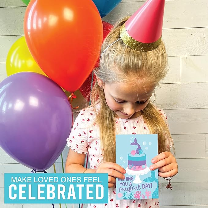 Hadley Designs Happy Birthday Cards for Kids with Envelopes - 54 Assorted Kids Birthday Cards Bulk for Classroom, Generic Children Greeting Card Pack for Students, Bday Notecards, Designed in USA