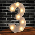 Marquee Light up Numbers 0-9, Battery Powered LED Light, White Plastic Sign for 3rd Birthday Decorations, Graduation Engagement Wedding Decor (Number 3)
