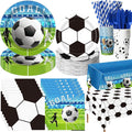 Ceenna 452 Pcs Soccer Party Supplies for 50 Guests, Soccer Paper Plates Napkins Cups Tablecloth Cutlery Straw Disposable Tableware for Men Birthday Sports Theme Day Party Decorations
