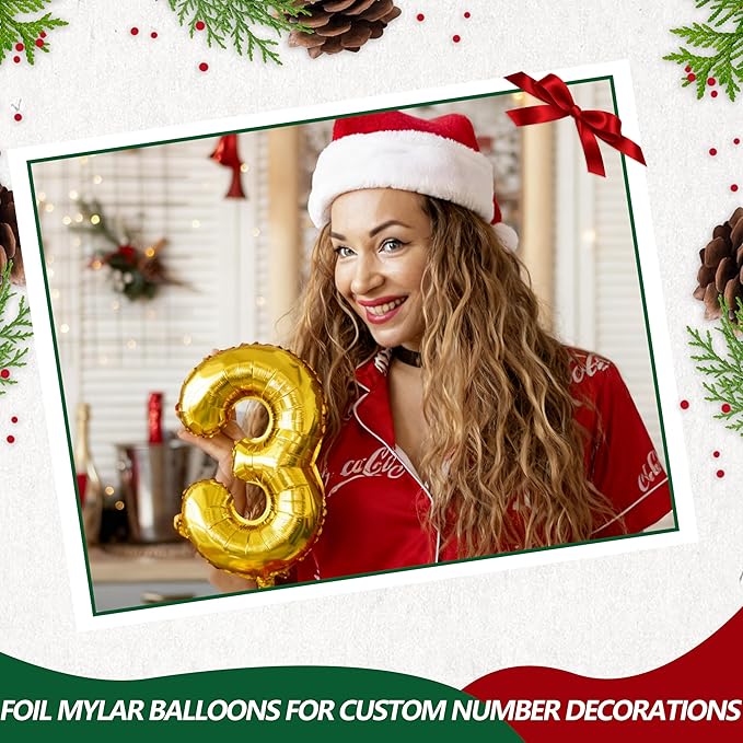 20 Pieces 2 Sets of 16 Inch Gold Number 0-9 Balloons – Foil Mylar Balloons for Custom Number Decorations, Birthday, Anniversary, Graduation, New Year, and Party Backdrops